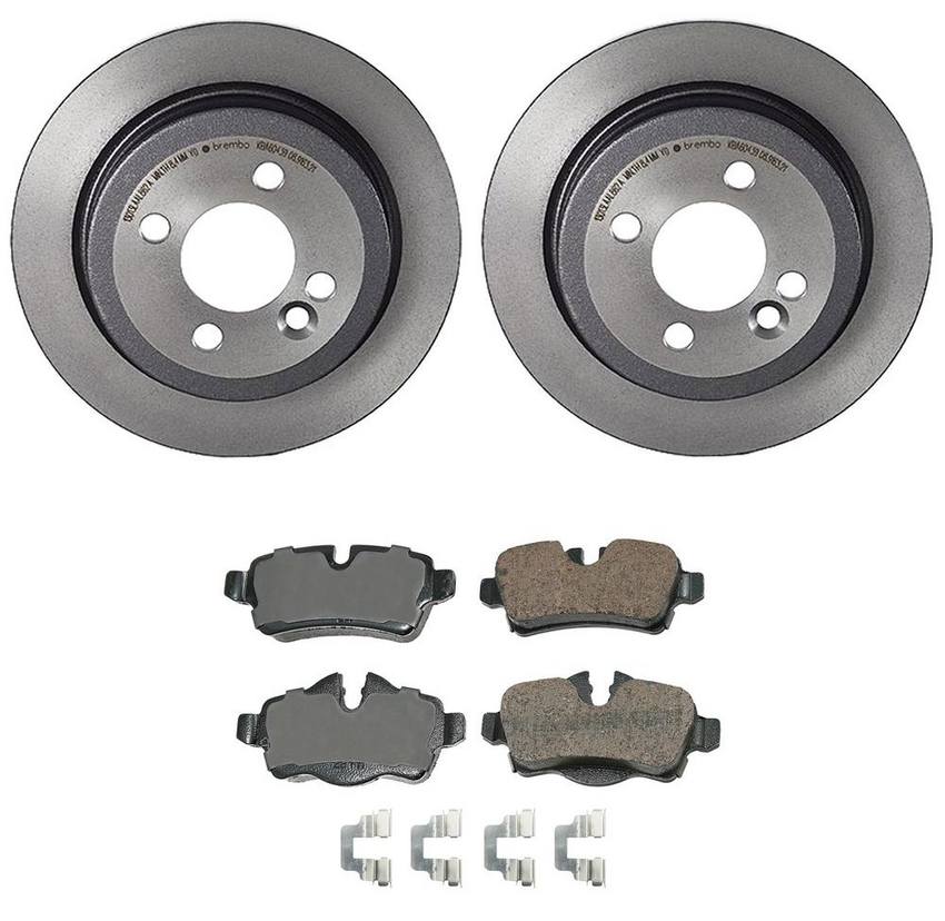 Mini Disc Brake Pad and Rotor Kit - Rear (259mm) (Ceramic) (EURO) 34216794059 - Akebono Euro Ultra-Premium 4118895KIT